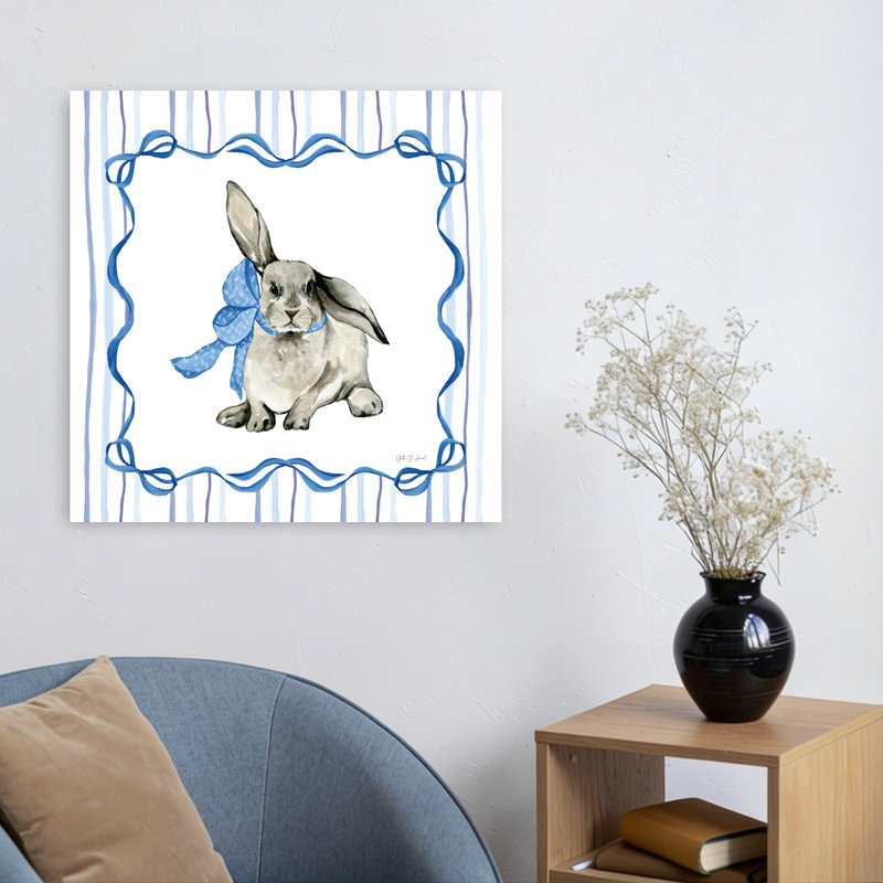 " Bluebonnet Bunnies VIII Abstract Contemporary Animal Spring Wall Art Print " by Yvette St. Amant, 24" H x 24" W