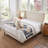Melaya Elegant Wingback Upholstered Platform Bed Frame – Luxurious Design with Gold Piping, Sturdy Support, and Easy Assembly-640475837-640475827