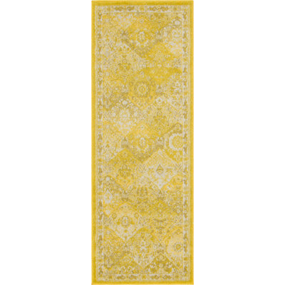 Tapis jaune à motif abstrait Kalf