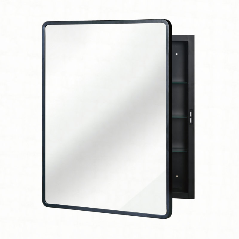 Armoire à miroir murale noire, 24"