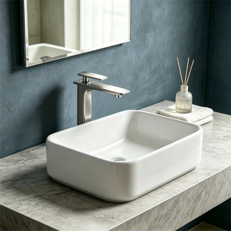 Robinet de lavabo de salle de bain à poignée simple et simple en nickel brossé Topcraft, Nickel brossé