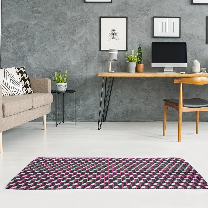 Tapis de zone rose géométrique classic, Rectangle 3 pi x 5 pi