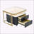 2-in-1 Square Nesting Coffee Table with Wheels & Drawers, Stackable Side Table with High Gloss Marble Grain Top, End Table Set for Living Room