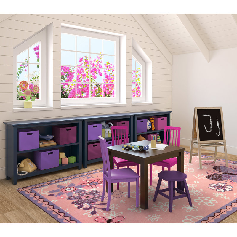 Pink and Purple Floral Butterfly Tufted Rug 46'' x 64''