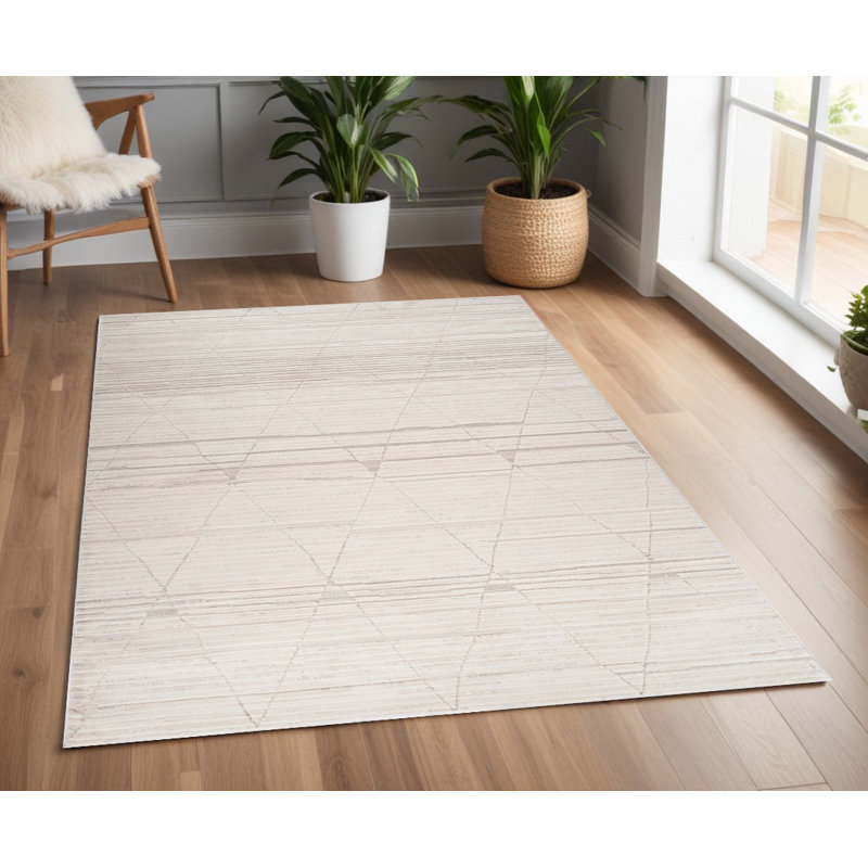 Tapis abstrait crème et beige 4 pi x 6 pi