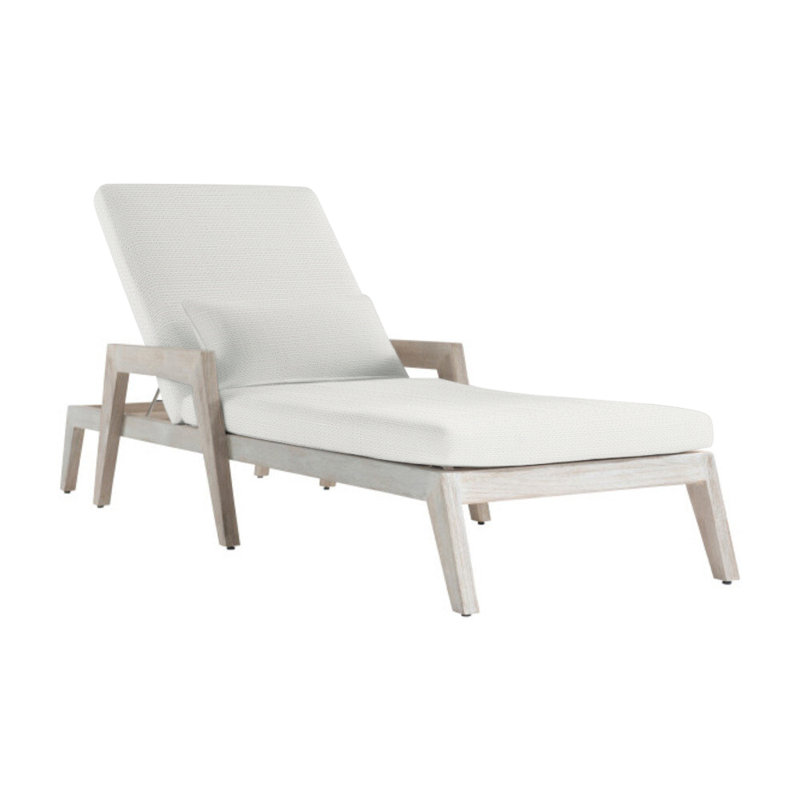 Altea Outdoor Teak Chaise Lounge, White Linen 6016-000