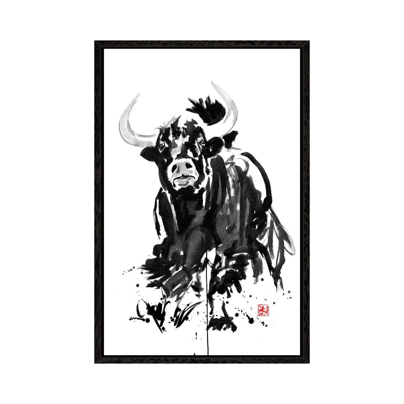 Buffalo by Péchane - Print on Canvas, Black Framed, 101.6 cm H x 66.04 cm W