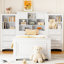 Lit plateforme simple avec armoire verticale tout-en-un et 4 tiroirs de chaque côté-393101196