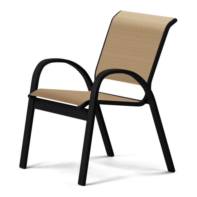 Aruba 1 Outdoor Dining Armchair, Textured Black, Lime 38D Sunbrella®