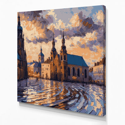 Cities Vilnius Lithuania Purple Canvas Wall Art