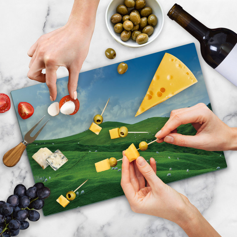 Planche à découper Ambesonne vert blanc grand mouton et bleu ciel vert blanc