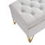 Banc de rangement rectangulaire pour la chambre à coucher et le vestibule - Velours beige, pieds fermes en acier inoxydable doré, option intérieure substantielle, capacité de rembourrage stable