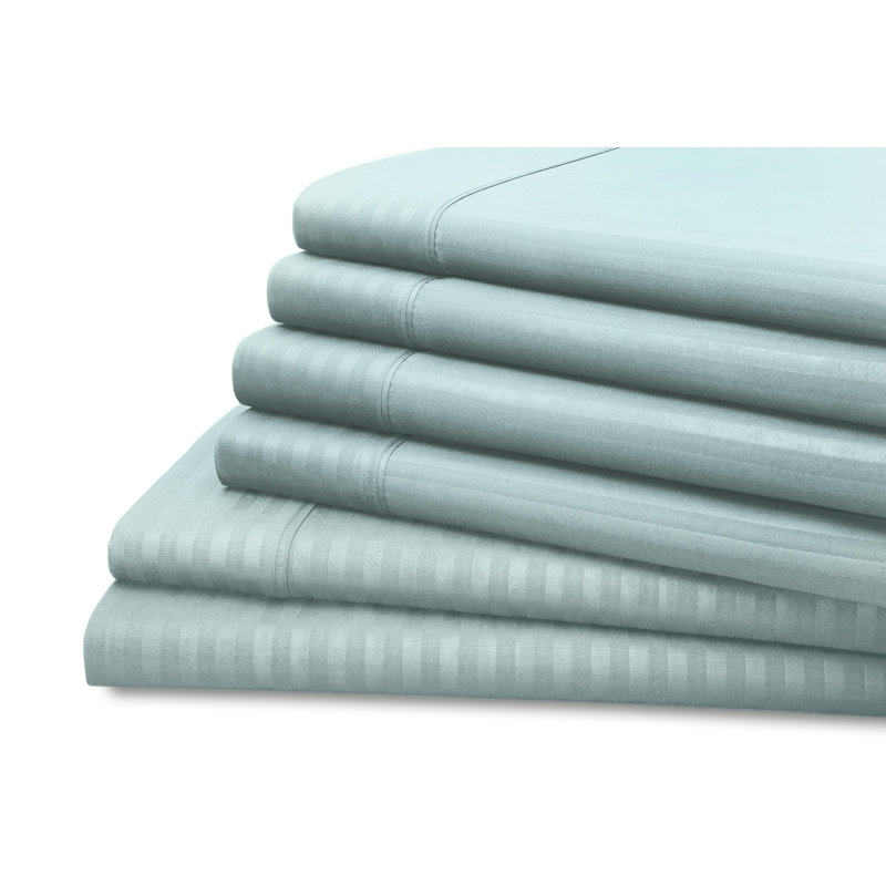 Hotel New York 4 or 6 Piece Dobby Stripe Sheet Set, Light Blue, Queen