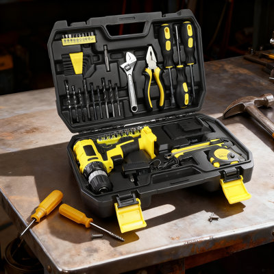 46-Piece 18V Cordless Drill Set 1300Mah Lithium-Ion Home Tool Kit With 20Nm Torque & ABS Case