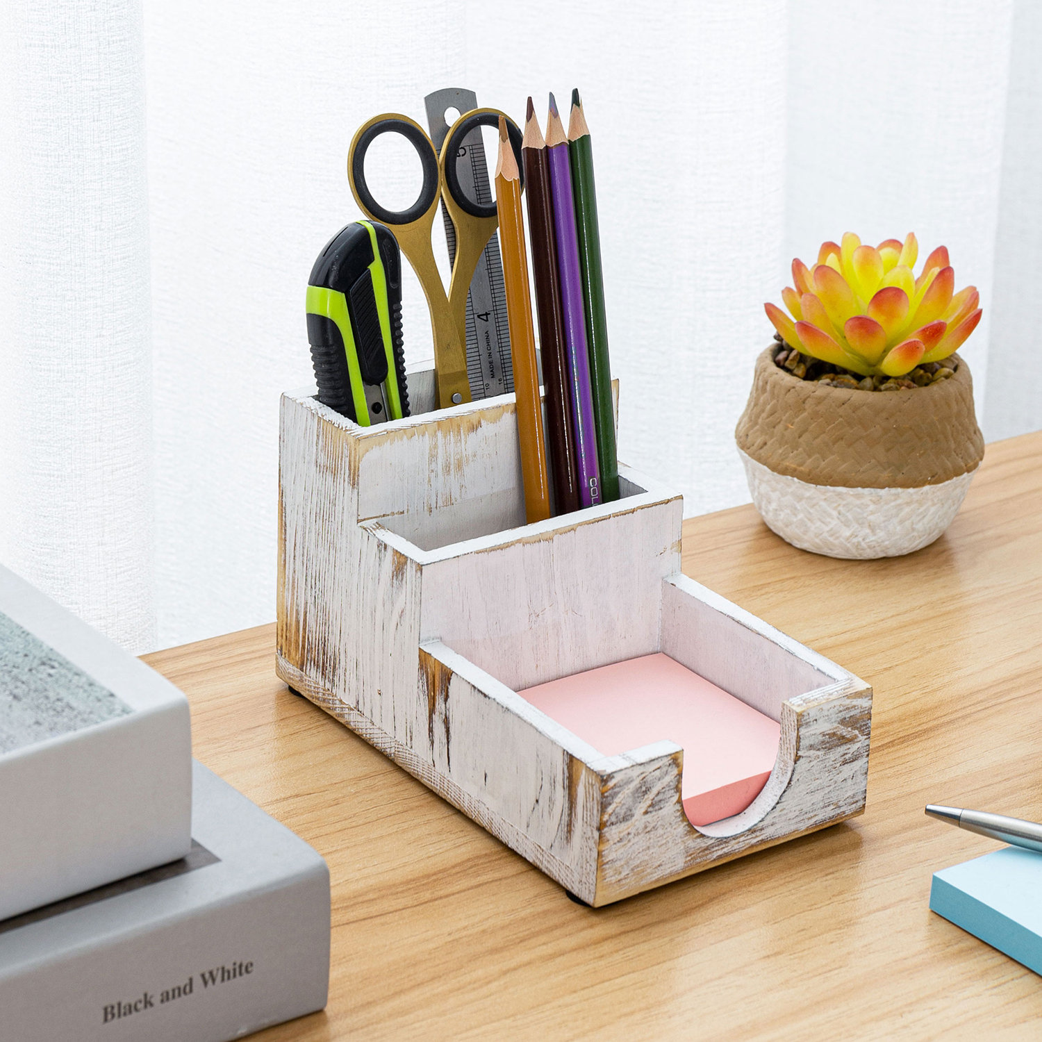 Sorbus Rose Gold Desk Organizer: Pen Holder, Mail Caddy, with Drawer for  Office or Home 