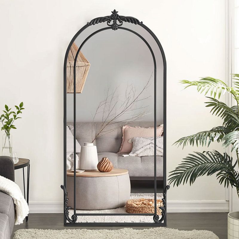 Cristina Iron Arch Wall Mirror, 120cm H x 60cm W, Black