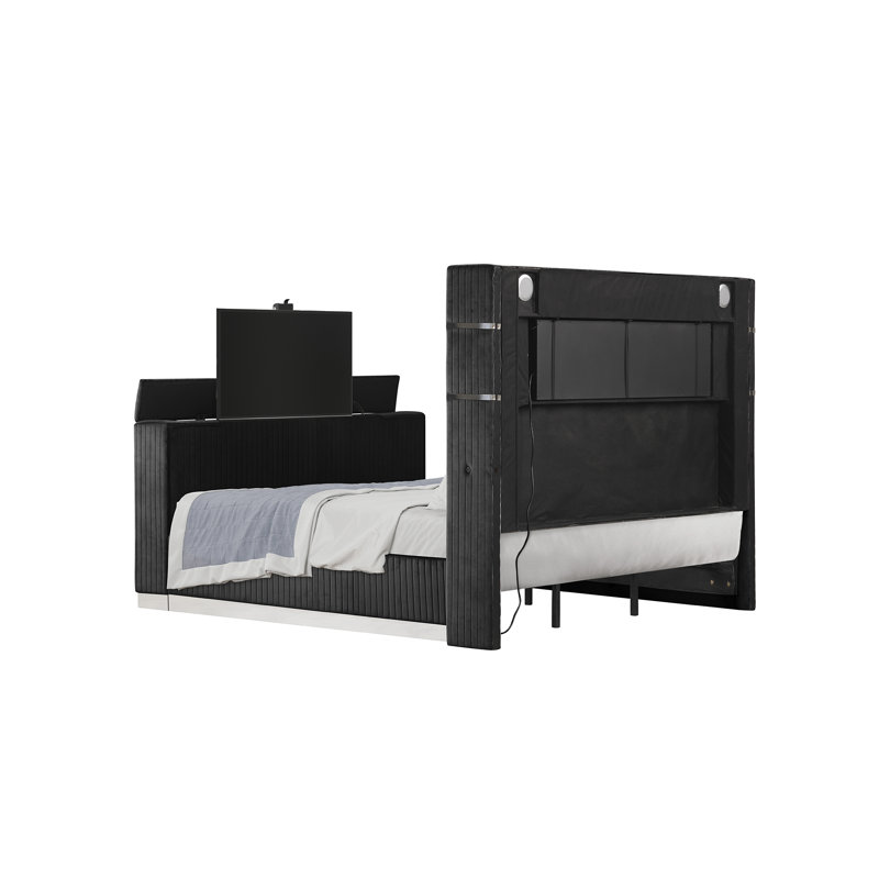 Joed King 3PC - noir, Black, 3 pcs: Bed, 2 Nightstands, Très grand lit