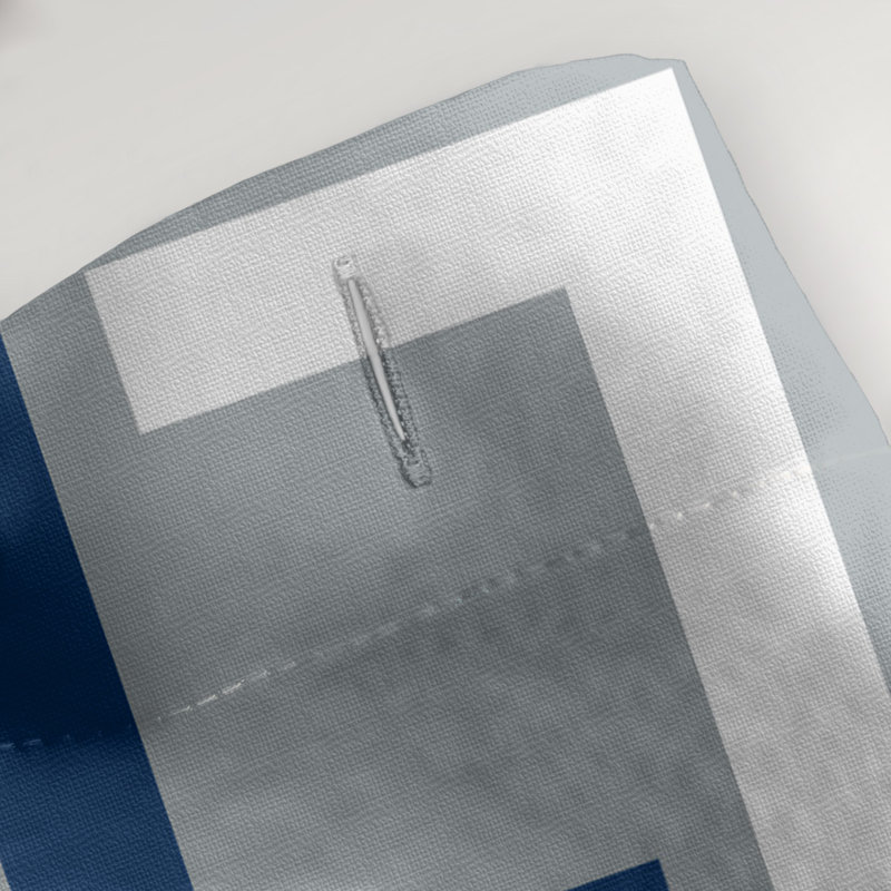 Rideau de douche géométrique simple, Gris / bleu bolide / blanc, Oui
