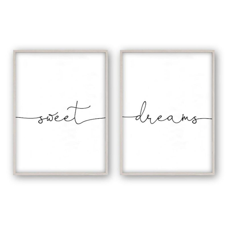 Sweet Dreams - 2 Piece Print, White Oak Frame, 41 cm H x 31 cm W