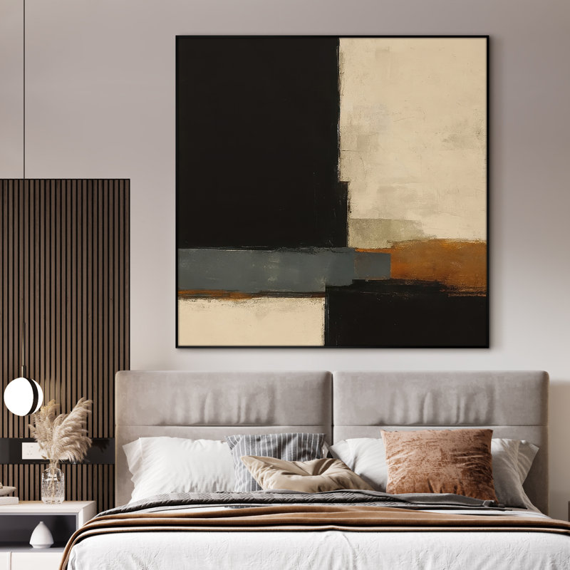 Extra Large Wall Art Fabric Print - Abstract Netural Modern Artwork Artwork Decor for Living Room or Bedroom - "Frame Assembly Required (Unfinished Frame)"