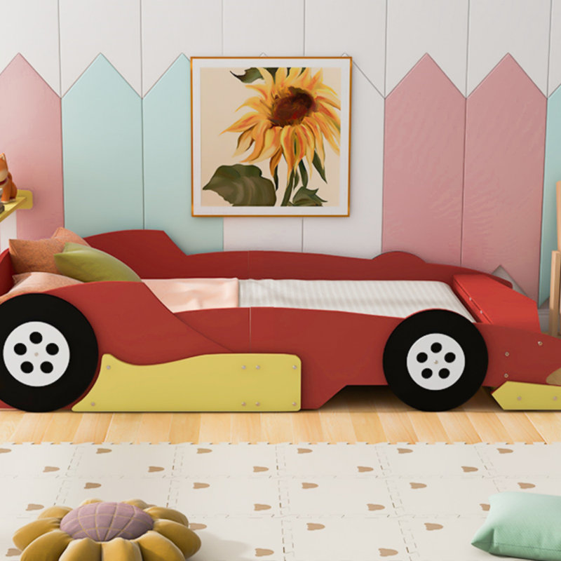 Lit plateforme avec roulettes Race, Rouge