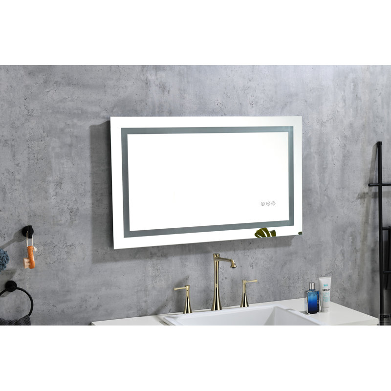 Miroir de salle de bain à DEL avec éclairage avant et arrière, anti-buée, mémoire, 24 po x 36 po