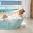 67” Freestanding Soaking Solid Surface Bathtub Egg-Shell Design In White With Vertical Texture