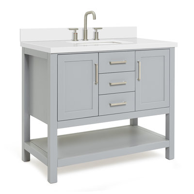 Meuble-lavabo simple avec comptoir en quartz blanc
