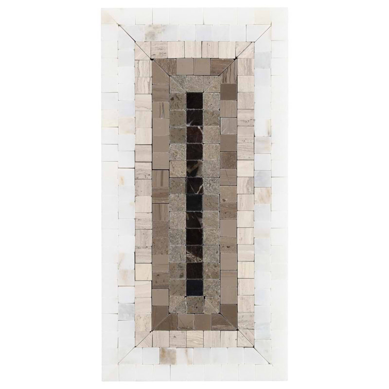 Ako 4x9 Rectangle Marble Micro Mosaic Tile, Saint Laurent Brown