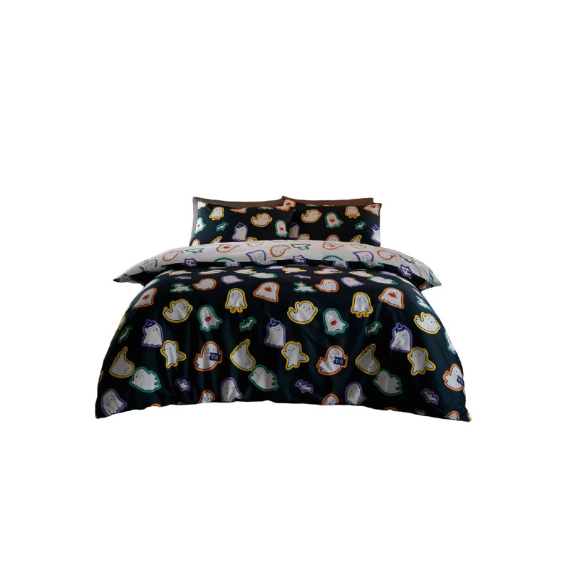Striped Duvet Cover Set, Double Duvet Cover + 2 Pillowcases, Black Vintage Look