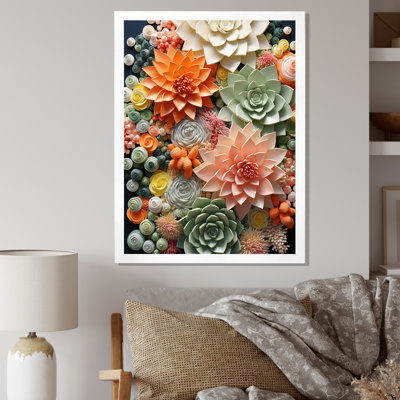 «Pyala Orange Pink Succulents Flowers III», reproduction sur toile