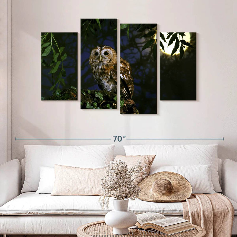 Hibou fauve Brampt, H 32 po x l 52 po