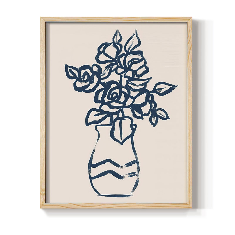 Marine Plant Sketches I, reproduction encadrée - bois massif