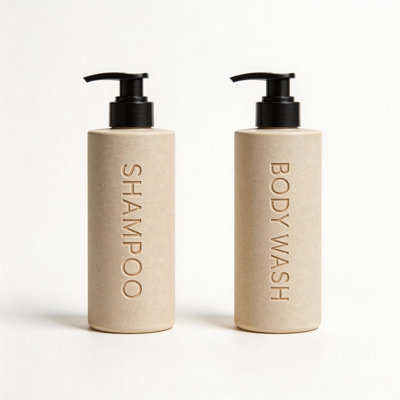 Ensemble de shampooing en résine rechargeable, revitalisant et distributeur de nettoyant pour le corps, flacons à pompe mat luxueux avec texte en relief, durable pour la salle de bain et la douche (paquet de 2)