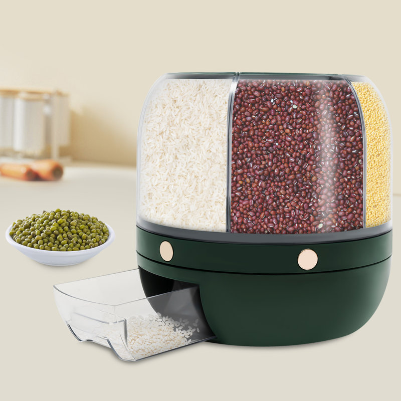 Darryon 6-Grid 13.2Lbs Rotating Rice Dispenser Grain Storage Container