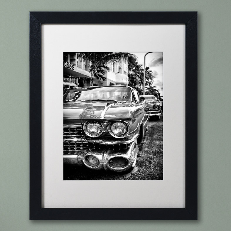 « car miami » par philippe hugonnard,, reproduction de photo encadrée, H 20 po x l 16 po x P 0,5 po, Blanc mat