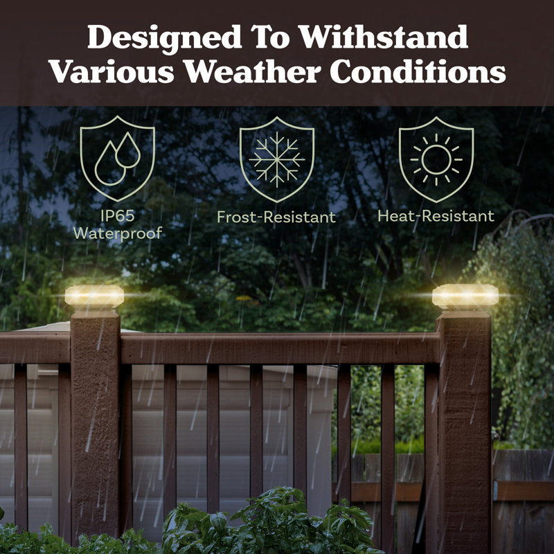 Pure Garden Solar Post Cap Lights 2-pack, Brown