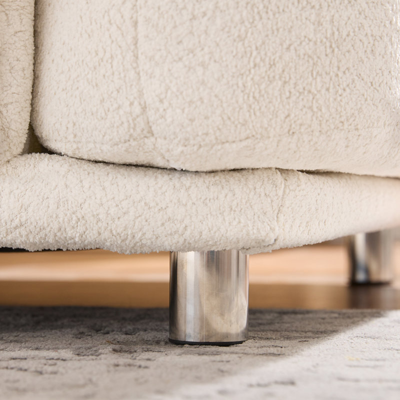 Canapé rembourré de 85 po de largeur avec coussins décoratifs, Blanc