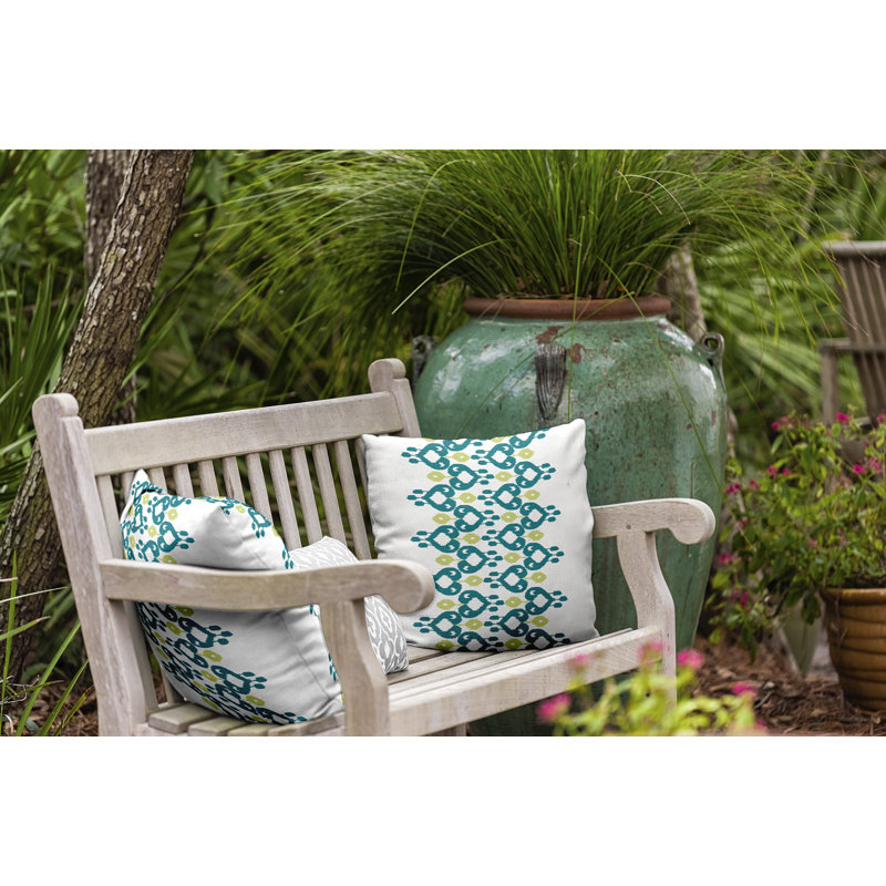 Housse de coussin d'extérieur carré Boho Chic, 16 po x 16 po, Vert / Sarcelle