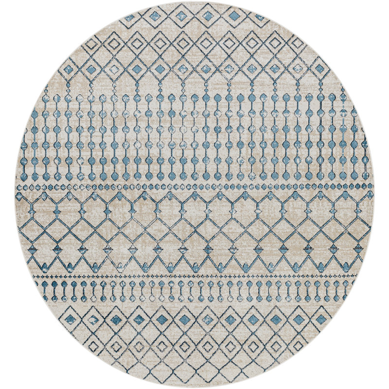 Newman Washable Moroccan Indoor Rug, Round 6'7"