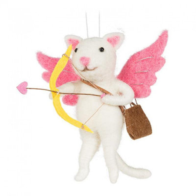 Cupid Cat With Bow & Arrow Ornament
