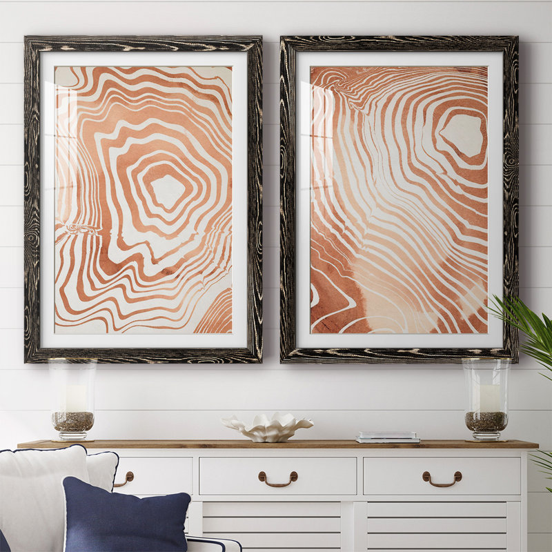 Reproduction encadrée I-Premium Suminagashi à grain de bois - prête à être accrochée, H 27,5 po x l 75 po x P 1,5 po, Noir