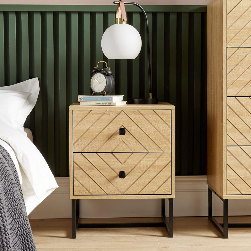 Landers 2 Drawer Modern Bedside Table