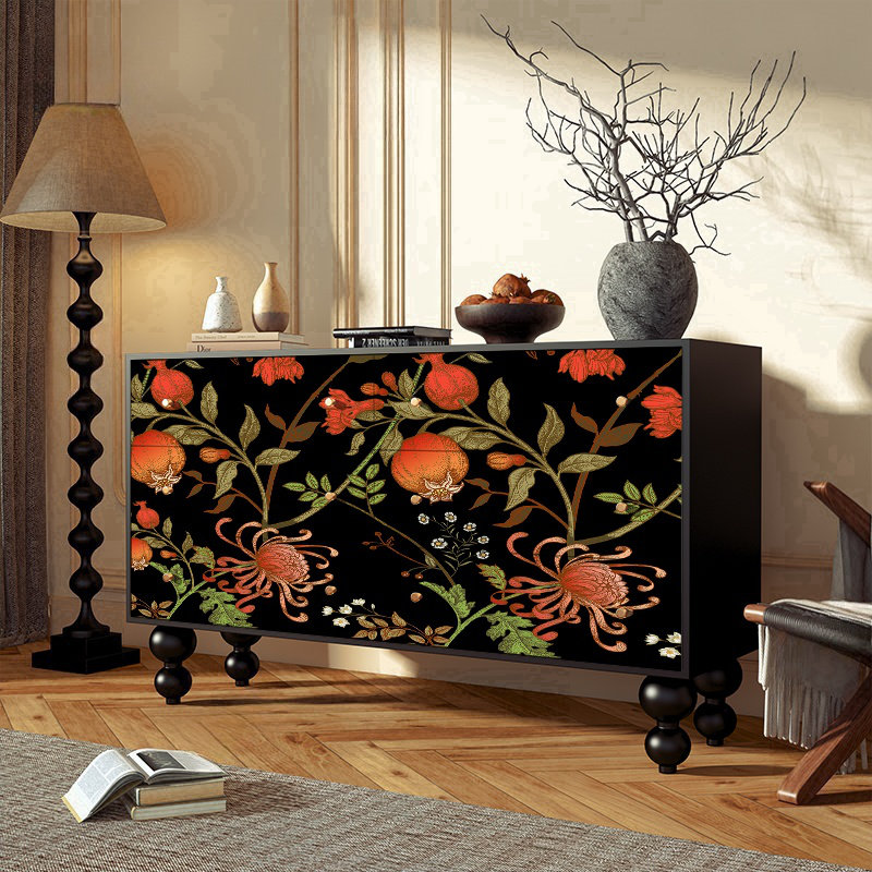 Armoire de rangement à 6 tiroirs Modern Light Luxury, Noir, noir, noir, noir