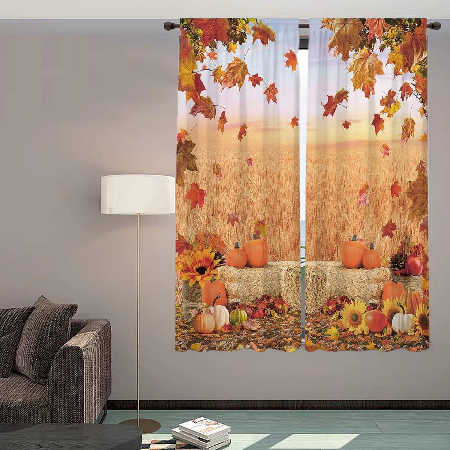 August Grove® Microfiber Floral Room Darkening Rod Pocket Curtain ...