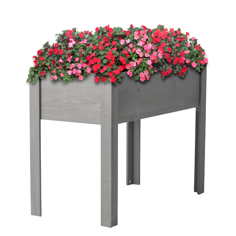 40 - Inch Large Elevated Wooden Planter With Four Leg Structure For Outdoor Fruit Vegetable Flower Herb Cultivation, Rich Brown Color, 30 Minute Diy, 20 Width, 31 Height Spacious Strong Legs Growing