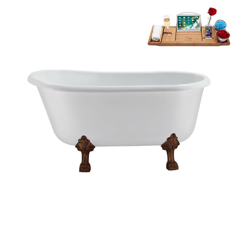 57.5'' x 29.5'' Soaking Acrylic Bathtub, Brushed Nickel, Matte Oil Rubbed Bronze