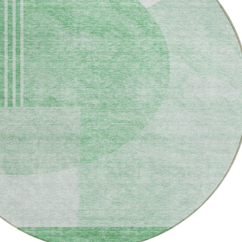 Tapis d'intérieur rond lavable géométrique vert et vert menthe HomeRoots 8 pi