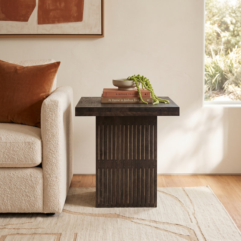 Isona Solid Wood Top End Table, Antique Brown