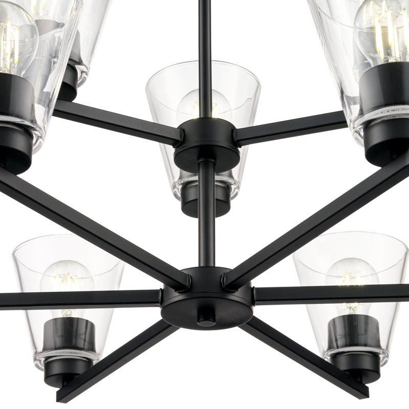 Lustre 9 lumières 28,5 po Swanson - noir mat, Noir mat